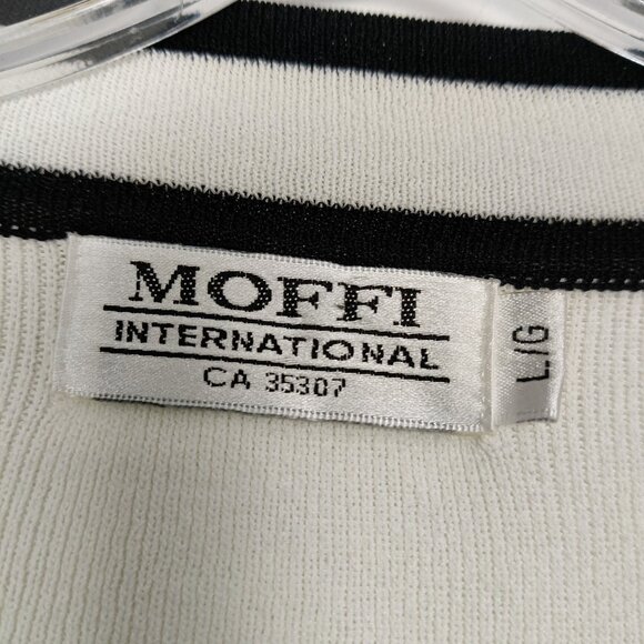 Moffi International Women's Cardigan Size L White Black Beaded Casual Stylish - Picture 3 of 10